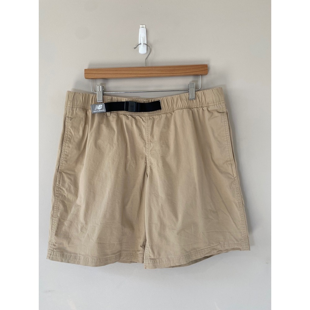 New Balance Mens Athletic Prep Shorts XL Khaki Tan Belted Utility Stretch Cotton